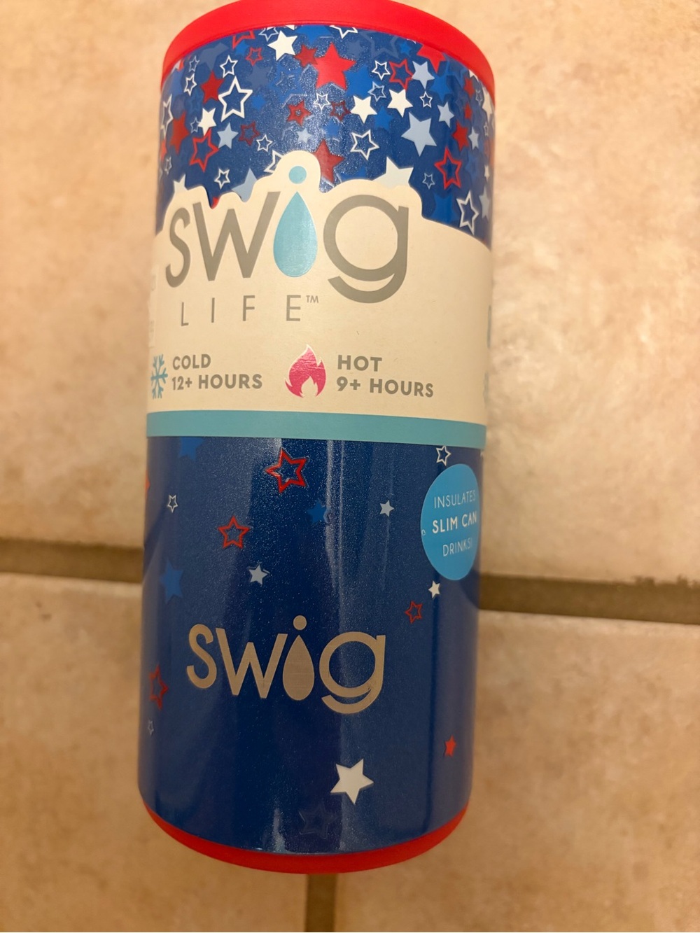 Swig life red white blue usa stars  Insulated skinny can koozie